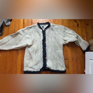 Vintage 100% wool sweater Made I  Ecuador Cardigan Handcrafts Quillamarka